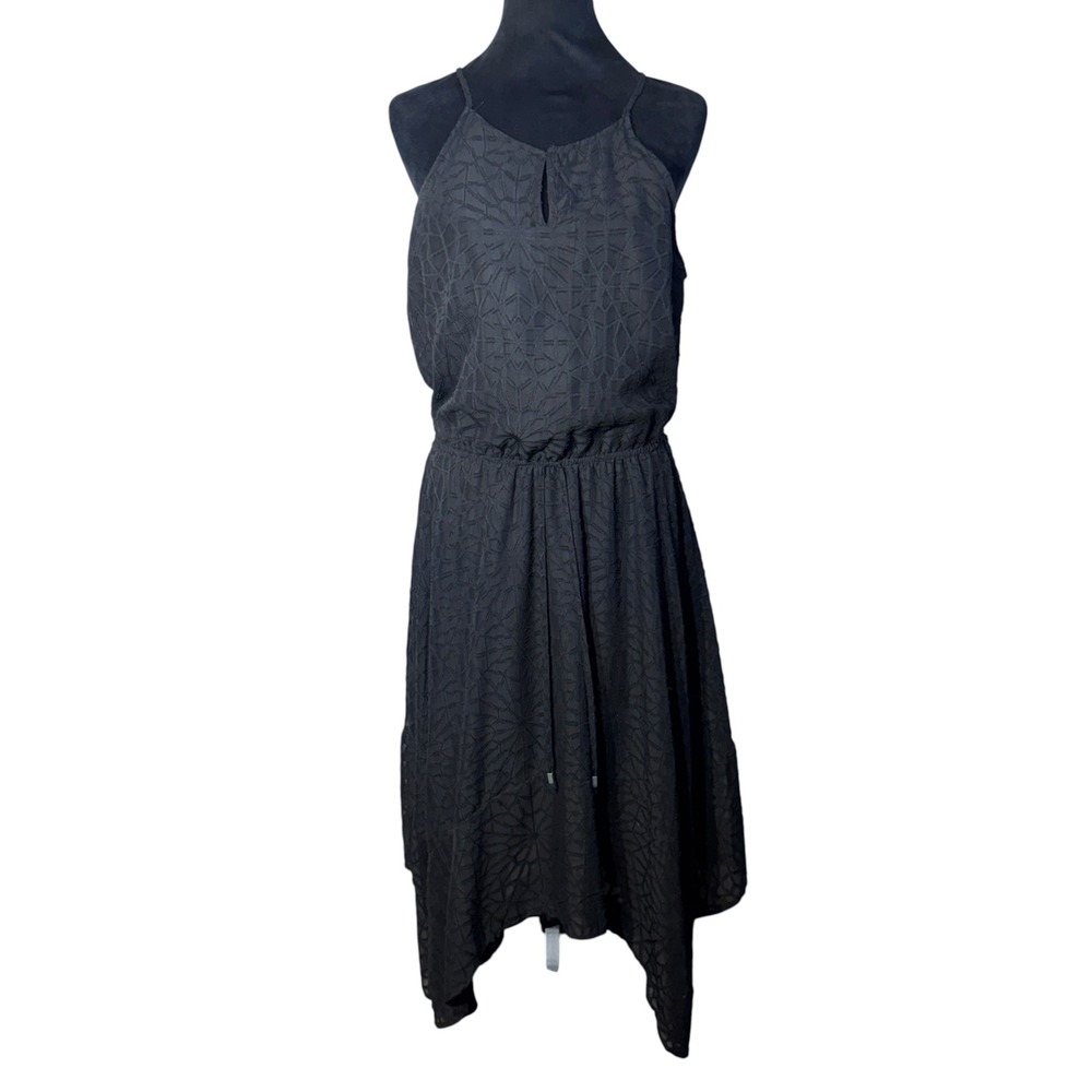 Mossimo Dress Women Large Black Burnout Handkerchief Hem Gothic Boho